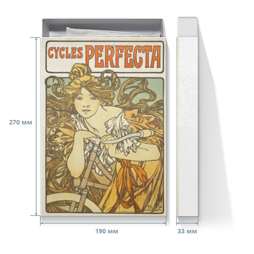 Заказать подарочную упаковку в Москве. Коробка для футболок Cycles Perfecta Альфонса Мухи от Apfelbaum - готовые дизайны и нанесение принтов.