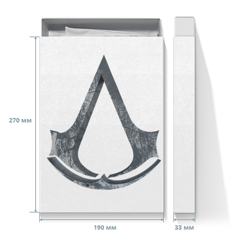 Заказать подарочную упаковку в Москве. Коробка для футболок Assassin’s Creed от GeekFox  - готовые дизайны и нанесение принтов.