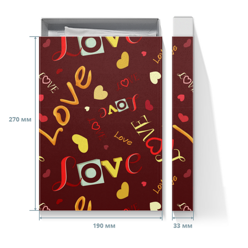 Заказать подарочную упаковку в Москве. Коробка для футболок Любовные надписи от IrinkaArt  - готовые дизайны и нанесение принтов.