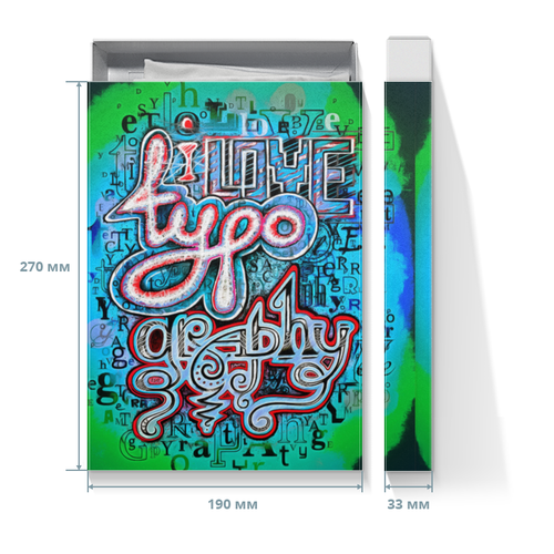 Заказать подарочную упаковку в Москве. Коробка для футболок I Love TypoGraphy от Мастер Спектр - готовые дизайны и нанесение принтов.