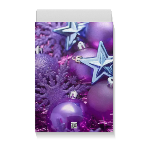 Заказать подарочную упаковку в Москве. Коробка для футболок С новым годом! (фиолетовые шарики) от FireFoxa - готовые дизайны и нанесение принтов.