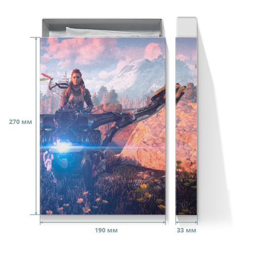 Заказать подарочную упаковку в Москве. Коробка для футболок Horizon Zero Dawn от GeekFox  - готовые дизайны и нанесение принтов.