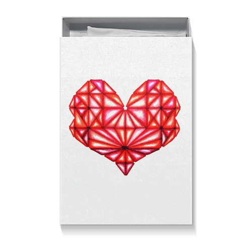 Заказать подарочную упаковку в Москве. Коробка для футболок Сердце геометрическое оттенки красного от Анна - готовые дизайны и нанесение принтов.