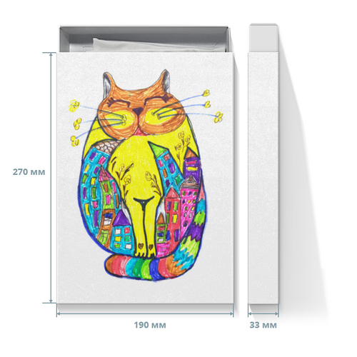Заказать подарочную упаковку в Москве. Коробка для футболок пузатый котик от Aidizaina  - готовые дизайны и нанесение принтов.