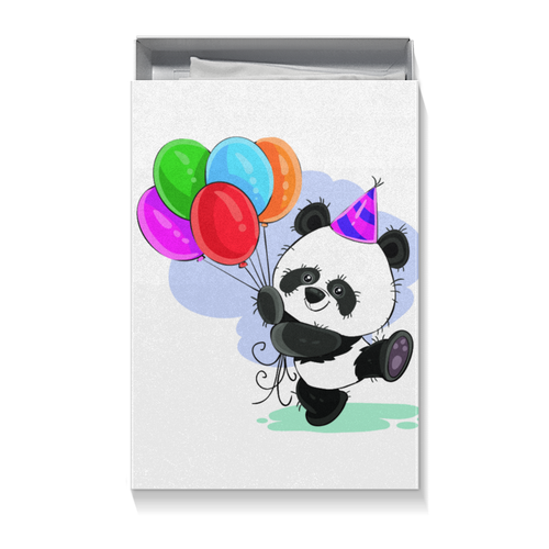 Заказать подарочную упаковку в Москве. Коробка для футболок Панда поздравляет! от BeliySlon - готовые дизайны и нанесение принтов.