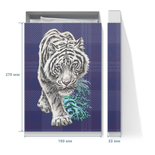 Заказать подарочную упаковку в Москве. Коробка для футболок Деним-тигр. от Eva De Peron.  - готовые дизайны и нанесение принтов.