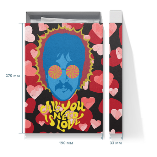 Заказать подарочную упаковку в Москве. Коробка для футболок «Всё, что тебе нужно...» ко Дню влюблённых от Andy Quarry - готовые дизайны и нанесение принтов.