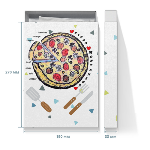 Заказать подарочную упаковку в Москве. Коробка для футболок Пицца от evragka  - готовые дизайны и нанесение принтов.