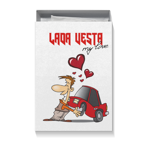 Заказать подарочную упаковку в Москве. Коробка для футболок LADA VESTA от Елена Орешич - готовые дизайны и нанесение принтов.