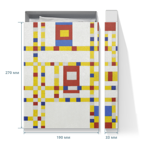 Заказать подарочную упаковку в Москве. Коробка для футболок Бродвей буги-вуги (Питер Мондриан) от trend - готовые дизайны и нанесение принтов.