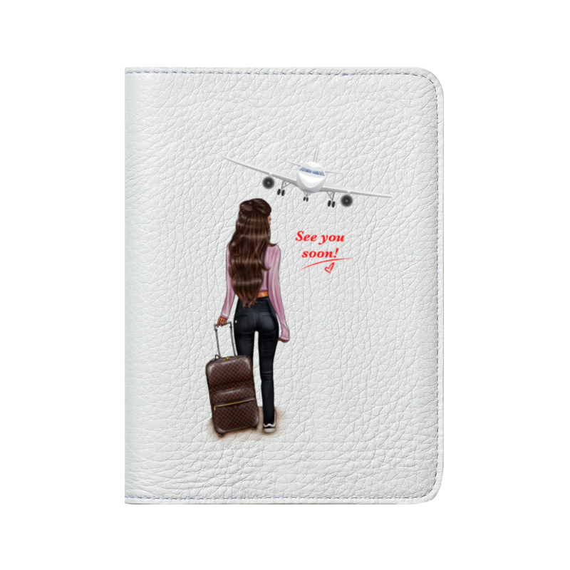 Printio Кожаная обложка для паспорта Travel girls 🌴✈️ брюнетка
