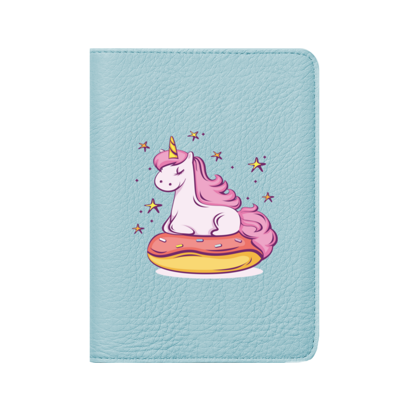 Printio Кожаная обложка для паспорта Unicorn donut