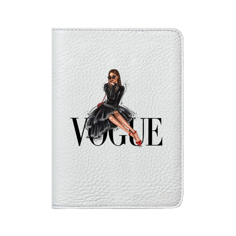 Printio Кожаная обложка для паспорта Vogue style 🖤 брюнетка обложка для паспорта цвет золотой