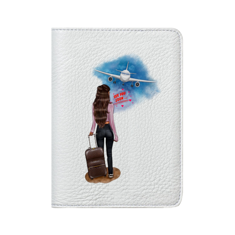 Printio Кожаная обложка для паспорта Travel girl 🌴✈️ брюнетка