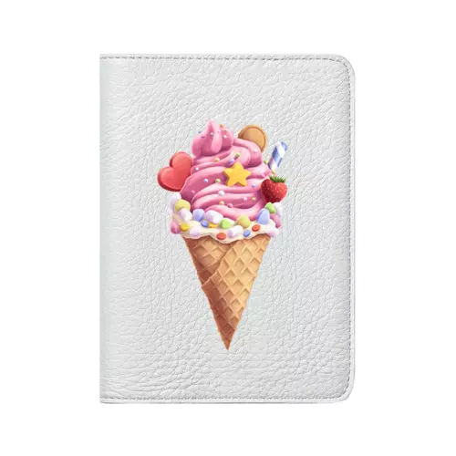 Заказать обложку для паспорта в Москве. Кожаная обложка для паспорта Мороженое в рожке от tigerda  - готовые дизайны и нанесение принтов.