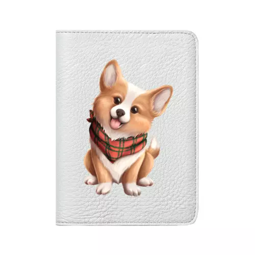 Заказать обложку для паспорта в Москве. Кожаная обложка для паспорта Собака корги в шарфе от tigerda  - готовые дизайны и нанесение принтов.