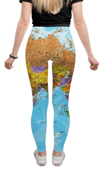 Заказать леггинсы и велосипедки в Москве. Леггинсы Контурная карта планеты земля от Елена Елена - готовые дизайны и нанесение принтов.