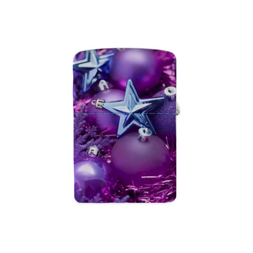 Заказать зажигалки в Москве. Зажигалка С новым годом! (фиолетовые шарики) от FireFoxa - готовые дизайны и нанесение принтов.