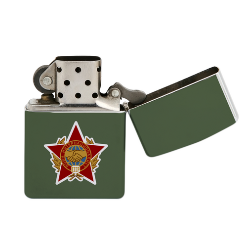 Заказать зажигалки в Москве. Зажигалка Воин интернационалист от Рустам Юсупов - готовые дизайны и нанесение принтов.