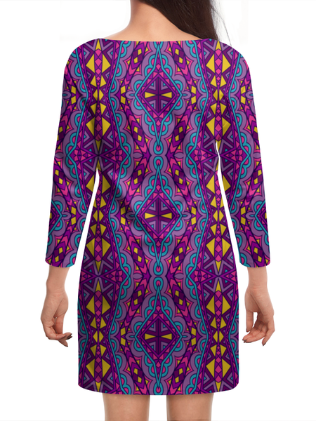 Заказать платье в Москве. Платье с рукавами Фиолетовая мозаика от THE_NISE  - готовые дизайны и нанесение принтов.