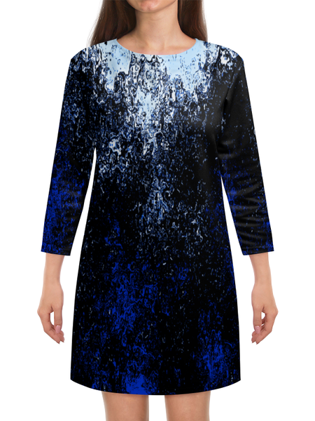 Заказать платье в Москве. Платье с рукавами Черно-синие брызги от THE_NISE  - готовые дизайны и нанесение принтов.