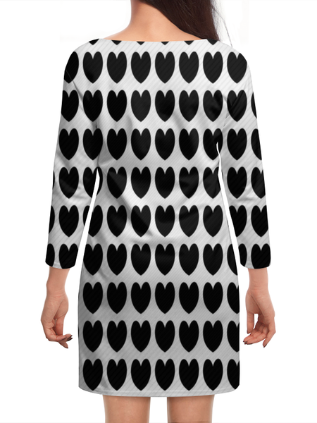 Заказать платье в Москве. Платье с рукавами Черные сердечки от THE_NISE  - готовые дизайны и нанесение принтов.