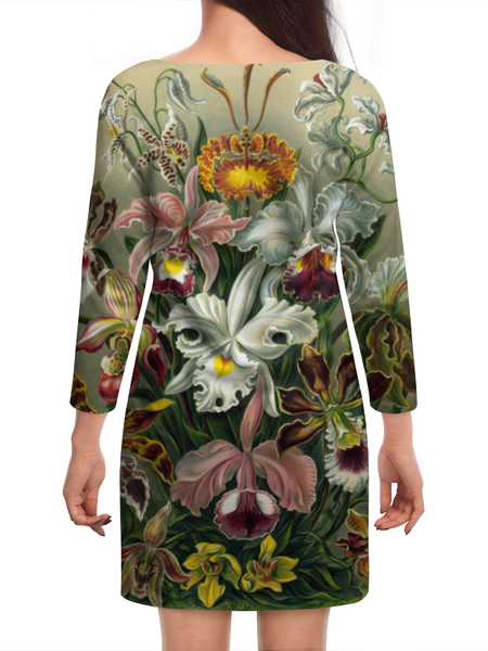 Заказать платье в Москве. Платье с рукавами Орхидеи (Orchideae, Ernst Haeckel) от Apfelbaum - готовые дизайны и нанесение принтов.