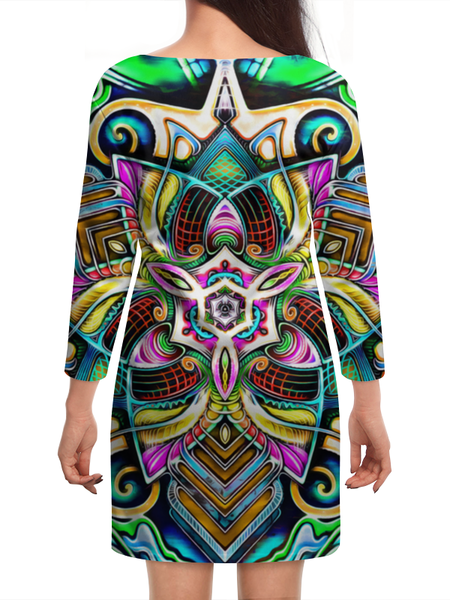 Заказать платье в Москве. Платье с рукавами Mandala HD 4 от Мастер Спектр - готовые дизайны и нанесение принтов.