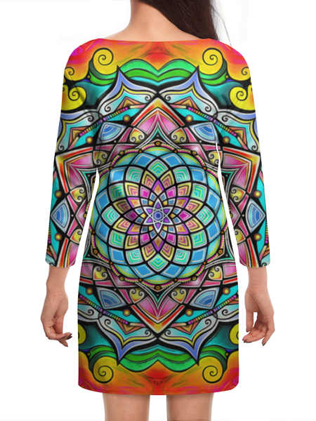 Заказать платье в Москве. Платье с рукавами Mandala HD2 от Мастер Спектр - готовые дизайны и нанесение принтов.