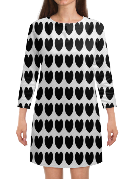 Заказать платье в Москве. Платье с рукавами Черные сердечки от THE_NISE  - готовые дизайны и нанесение принтов.