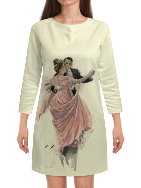 Заказать платье в Москве. Платье с рукавами День Святого Валентина от Apfelbaum - готовые дизайны и нанесение принтов.