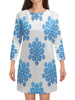 Заказать платье в Москве. Платье с рукавами Голубые снежинки от THE_NISE  - готовые дизайны и нанесение принтов.