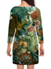 Заказать платье в Москве. Платье с рукавами Фрукты и цветы (Ян ван Хёйсум) от trend - готовые дизайны и нанесение принтов.