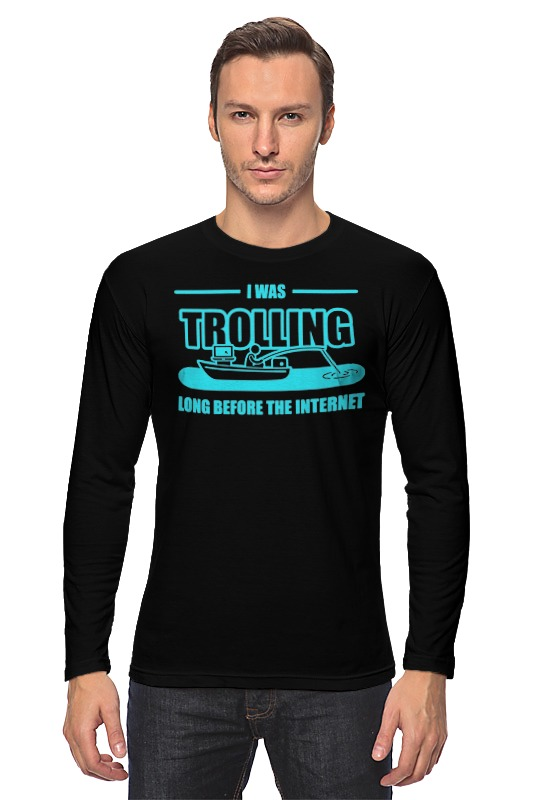 Printio Лонгслив Троллил до интернета (рыбак) printio футболка wearcraft premium троллил до интернета рыбак