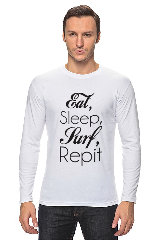 Printio Лонгслив Eat, sleep, surf, repit printio детская футболка классическая унисекс eat sleep surf repit