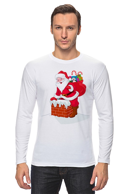Printio Лонгслив Дед мороз с подарками детская футболка корги в шапке деда мороза 116 белый