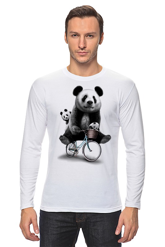 Printio Лонгслив Панда на велосипеде