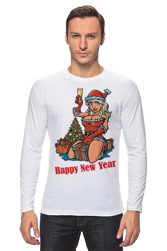 Printio Лонгслив Снегурочка поздравляет с новым годом! printio свитшот унисекс хлопковый снегурочка поздравляет с новым годом
