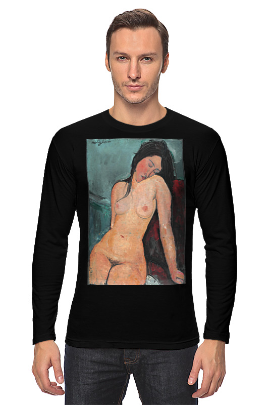 Printio Лонгслив Сидящая обнажённая (картина модильяни, 1916) printio футболка с полной запечаткой женская сидящая обнажённая картина модильяни