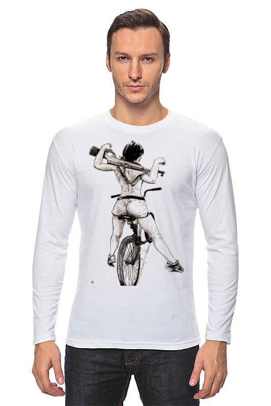 printio футболка классическая девушка карабин велосипед Printio Лонгслив Девушка, карабин, велосипед