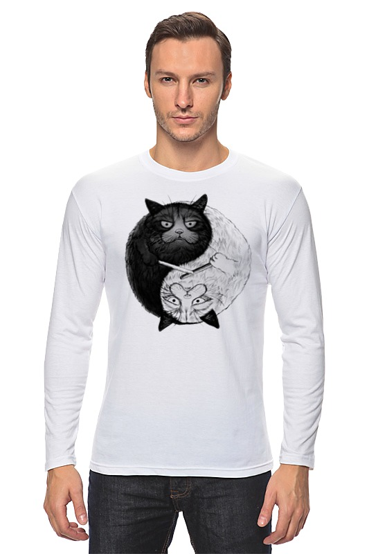 Printio Лонгслив Угрюмый кот инь-янь printio футболка wearcraft premium угрюмый кот инь янь