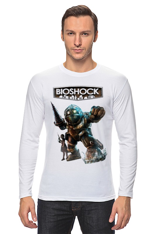 Printio Лонгслив Bioshock (logo) talking heads white box t shirt oversized aesthetic clothing mens big and tall t shirts
