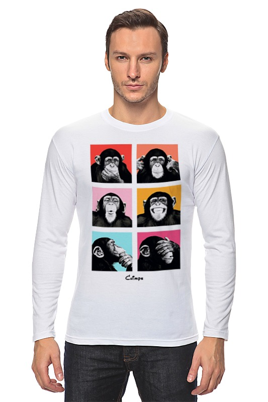 Printio Лонгслив Chimps - шимпанзе. мужская футболка кибер обезьяна шимпанзе l белый