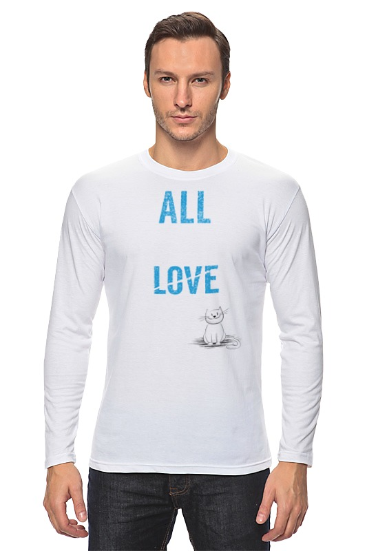Printio Лонгслив Все, что вам нужно, это кот. мужская футболка все что вам нужно это любовь и кофе l серый меланж
