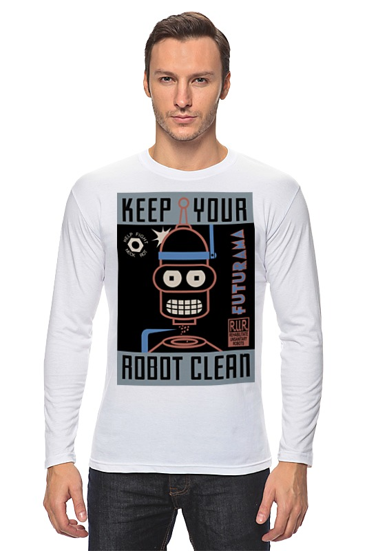 Printio Лонгслив Keep your robot clean printio свитшот унисекс хлопковый keep your robot clean
