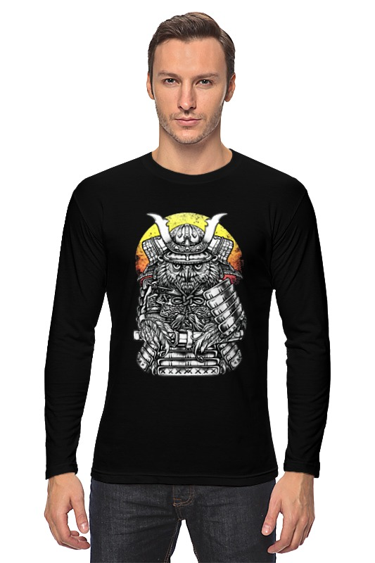 Printio Лонгслив Owl samurai / сова самурай printio футболка с полной запечаткой мужская owl samurai сова самурай