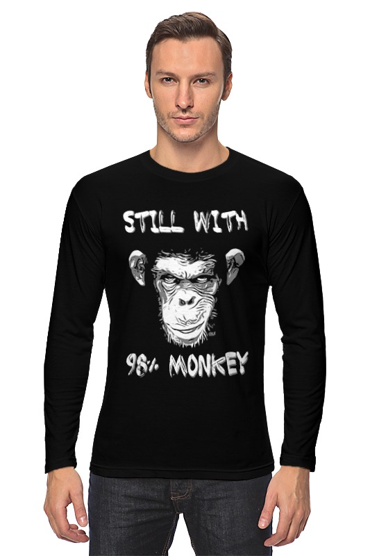 printio толстовка wearcraft premium унисекс steel whit 98% monkey Printio Лонгслив Steel whit 98% monkey