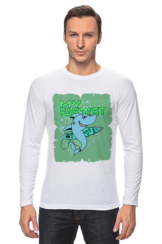 Printio Лонгслив Акула серфингист printio футболка классическая акула серфингист