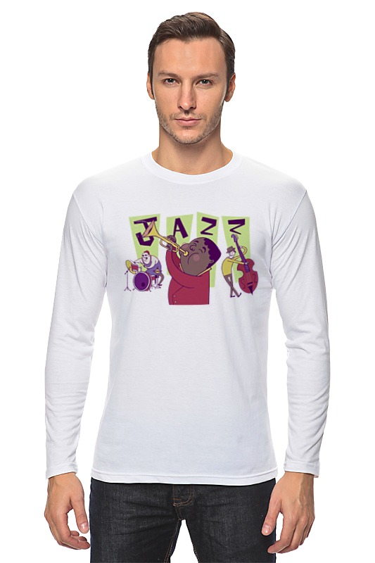 Printio Лонгслив Джаз (jazz) мужская футболка джаз музыкант jazz саксофон xl белый