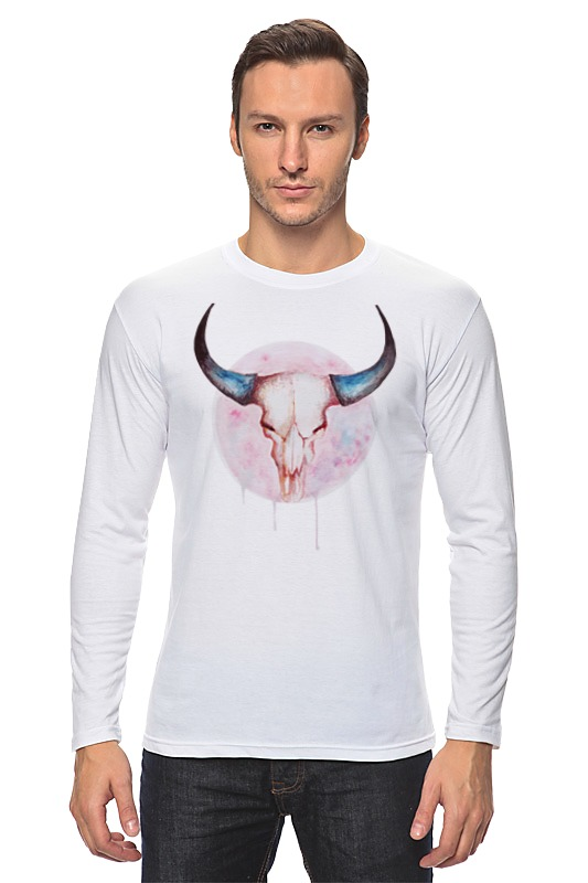 printio футболка классическая череп буйвола Printio Лонгслив Череп буйвола